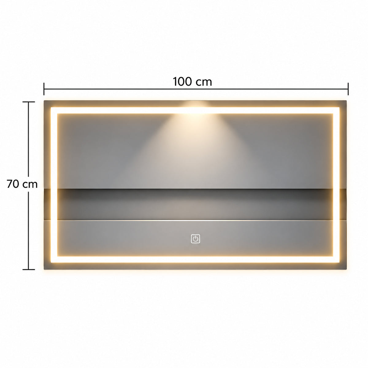 Espejo de baño LED plateado 100x70 cm con touch y luz multitemperatura