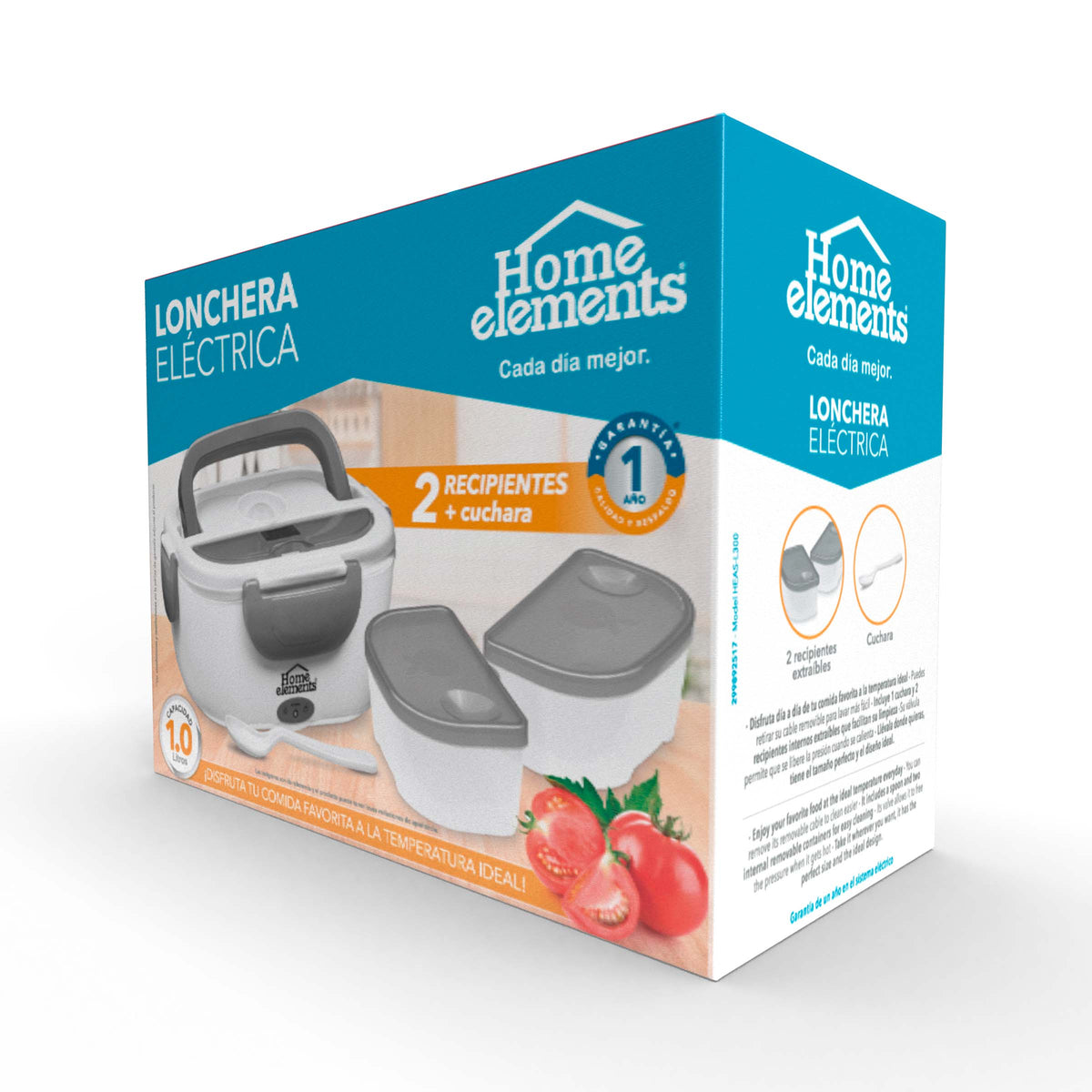 Lonchera eléctrica Home Elements gris 1 L con 2 compartimientos 40 W