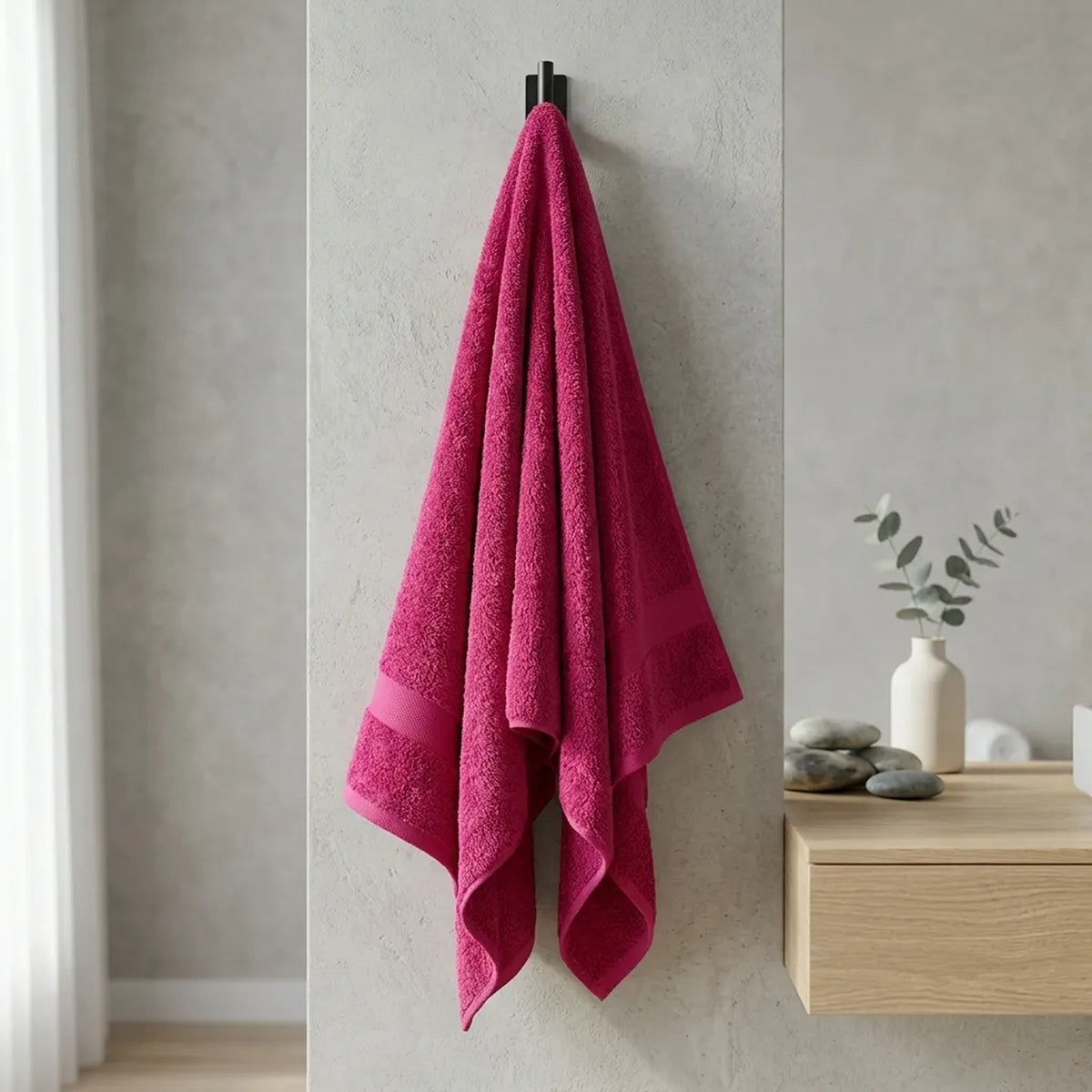 Toalla de manos fucsia Elegant en algodón 100 40x70 cm 400 gsm
