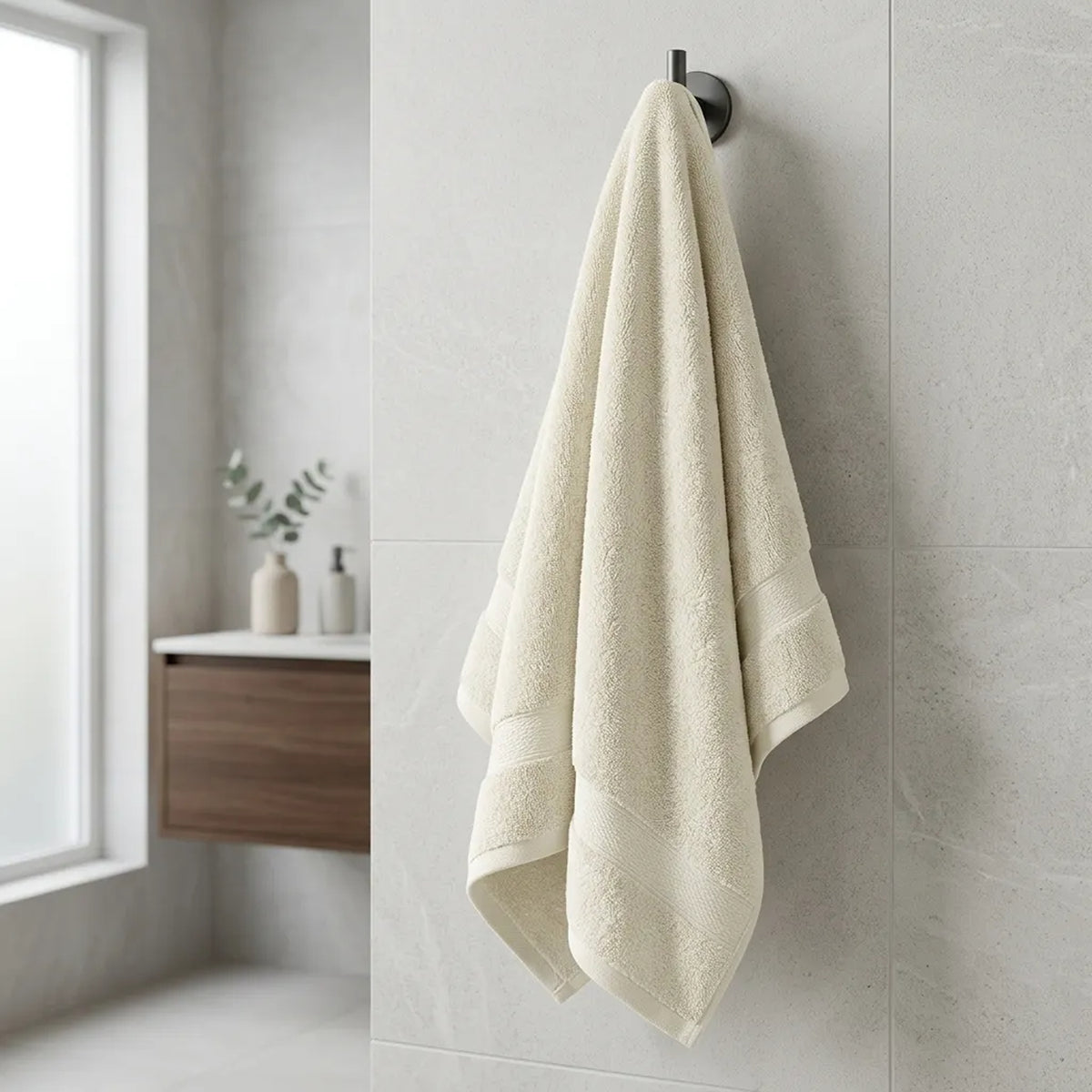 Toalla de manos blanco marfil Elegant 40x70 cm en algodón 400 gsm