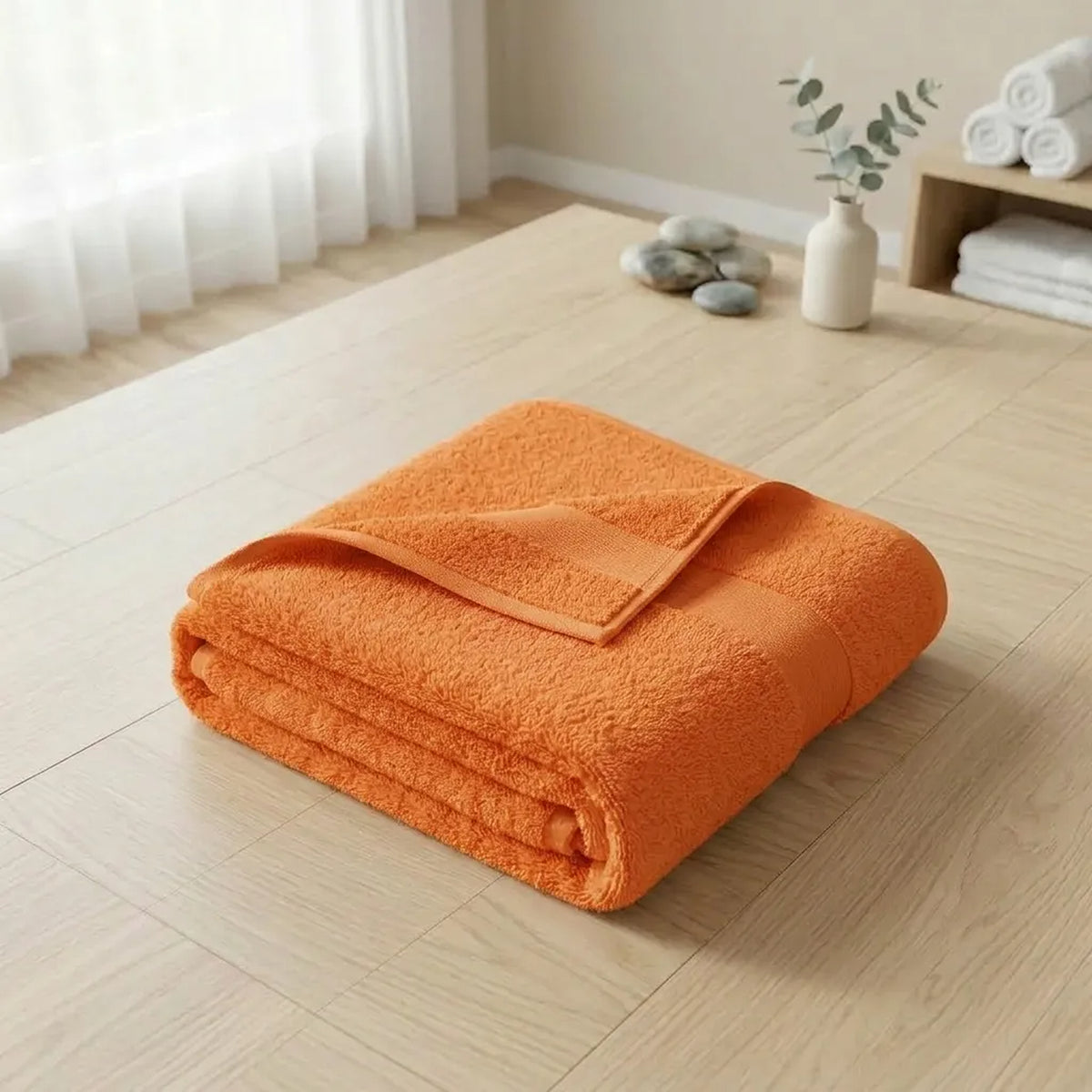 Toalla de manos naranja Elegant 40x70 cm en algodón 100 400 gsm