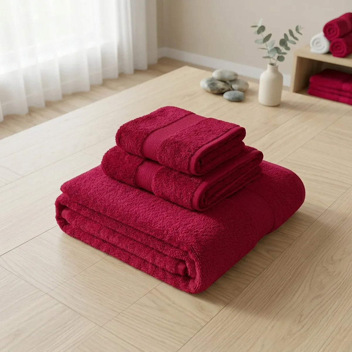 Toalla de manos roja Elegant 50x100 cm en algodón 400 gsm