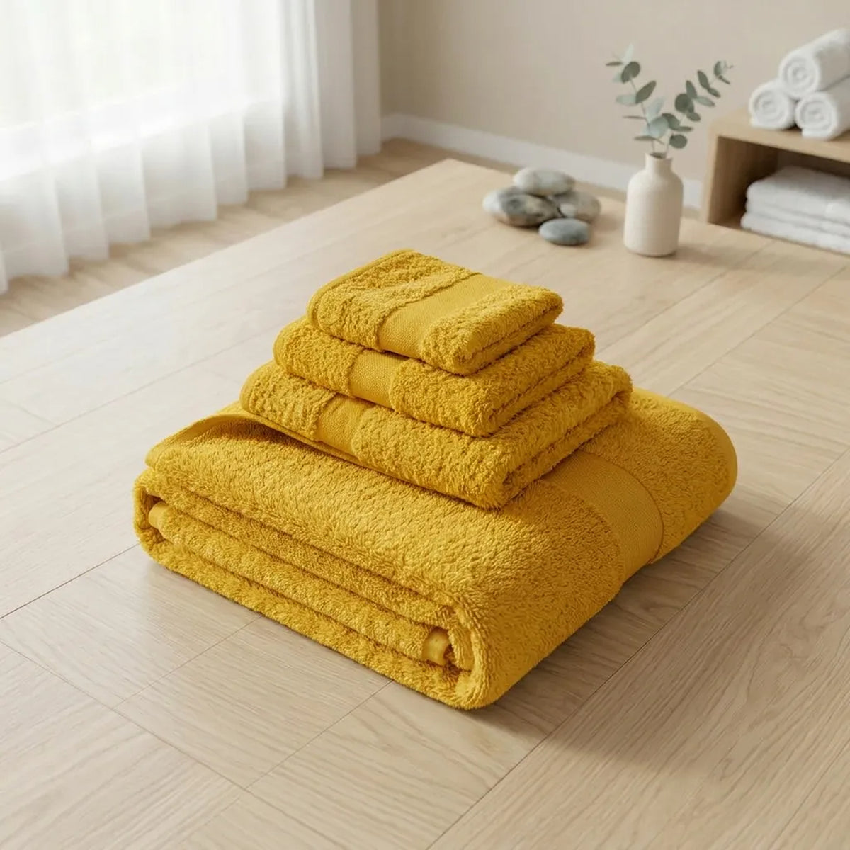 Toalla de cuerpo amarilla Elegant 60x120 cm en algodón 400 gsm