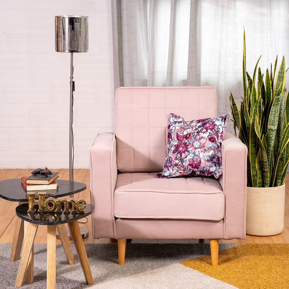 Poltrona rosa Porto moderna en tela velvet 80x98 cm