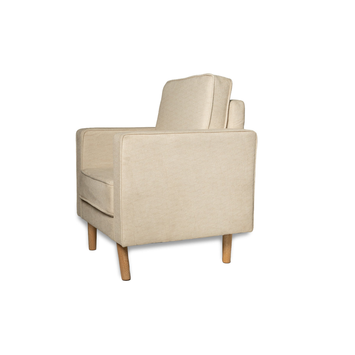 Poltrona beige Porto en poliéster velvet y madera pino 80x98 cm