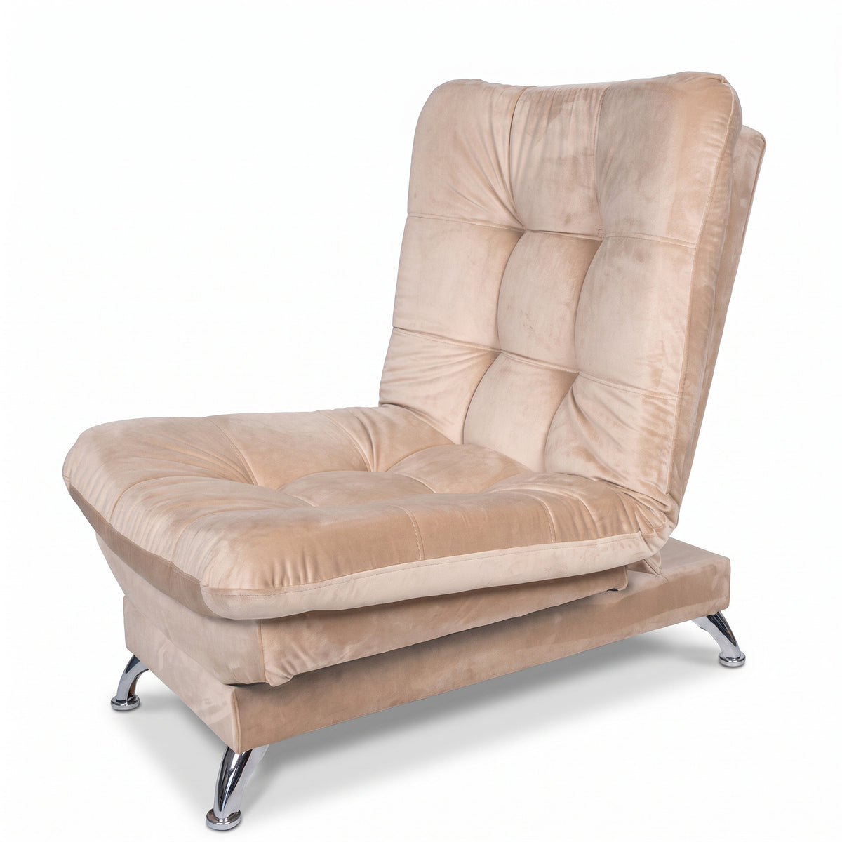 Sala sofá cama beige 6 puestos reclinable con puff 120x90 cm