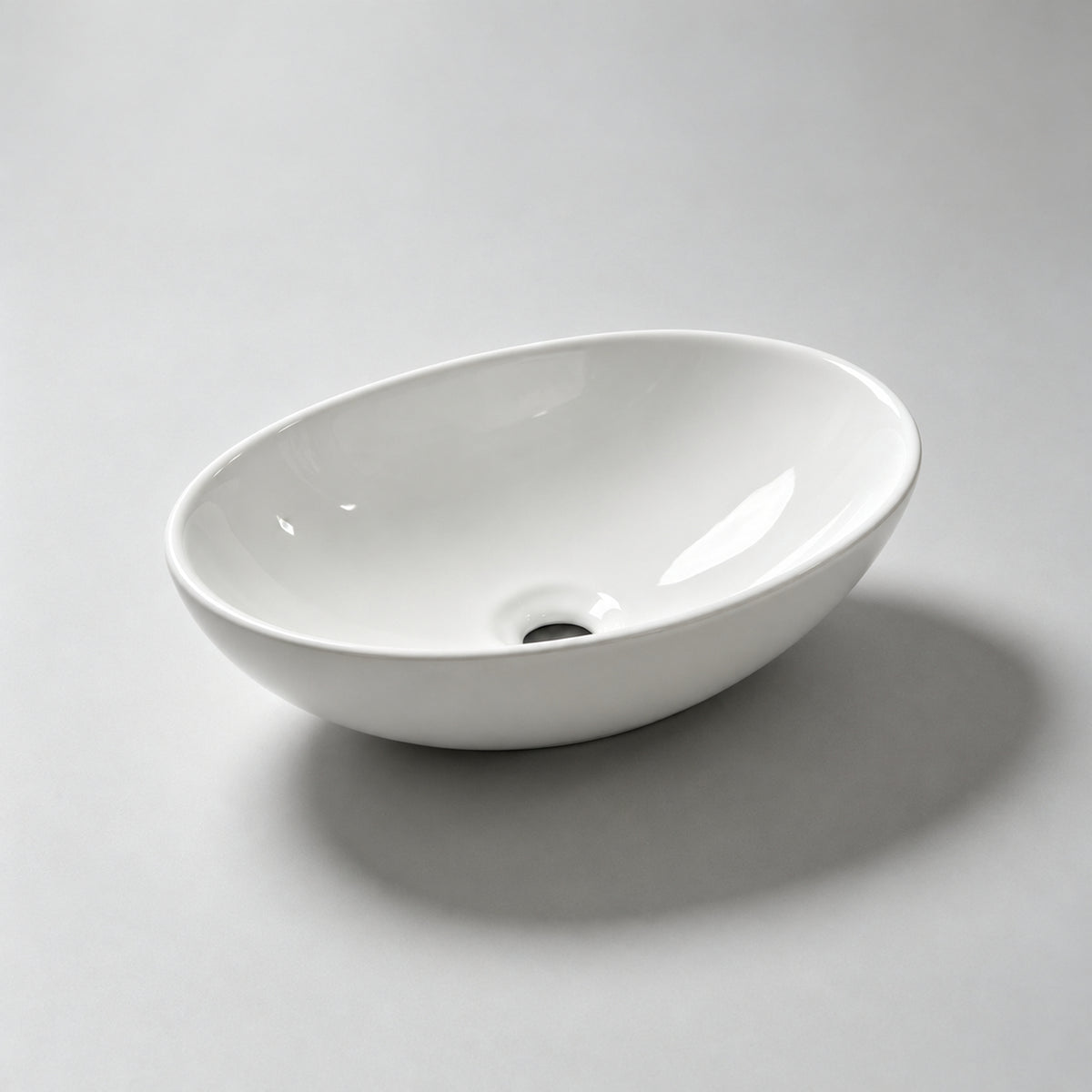 Lavamanos de sobreponer ovalado blanco en cerámica 41x14 cm