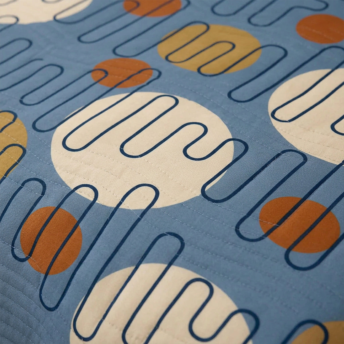 Cubrelecho Mustard Circuit para cama doble azul y verde acolchado doble faz 140x190 cm