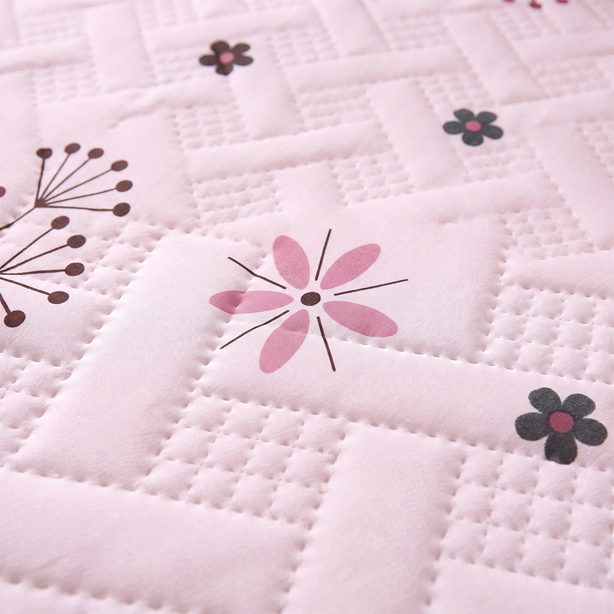 Cubrelecho sencillo rosado Pradera Rosé termosellado en microfibra 100x190 cm