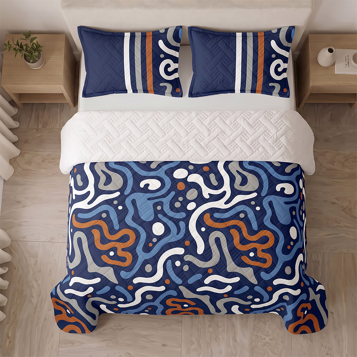 Cubrelecho sencillo azul oscuro Vanguardia Zafiro en microfibra 100x190 cm termosellado
