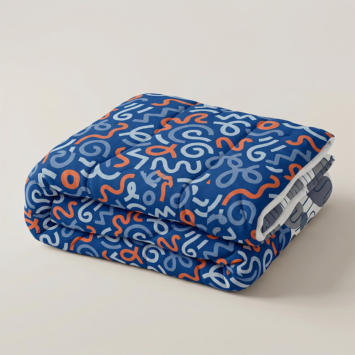Cubrelecho para cama doble azul oscuro y blanco 140x190 cm doble faz en microfibra