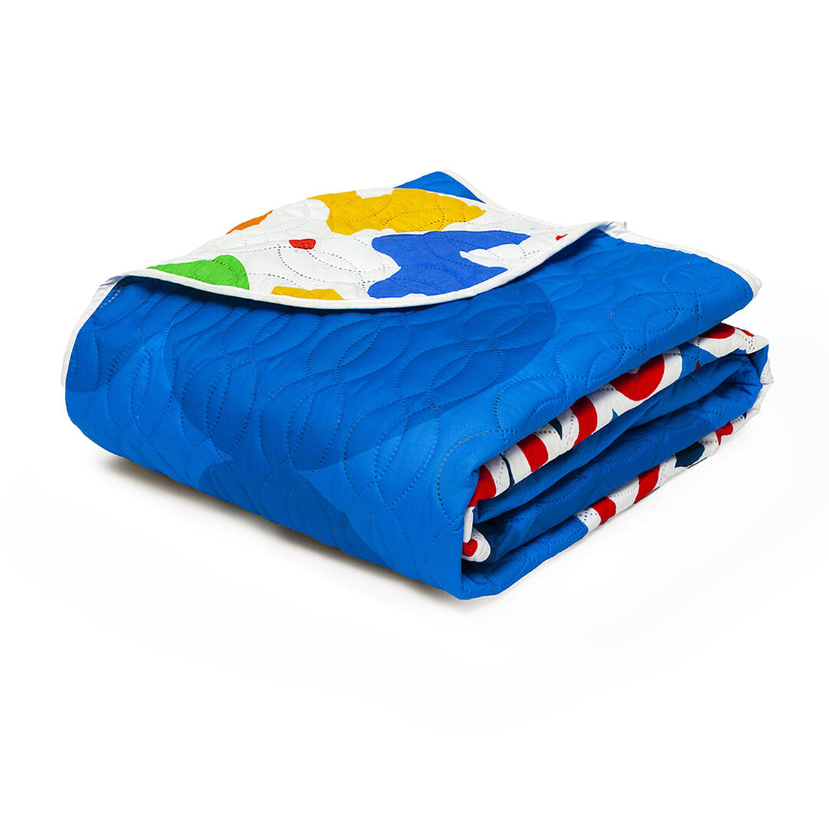 Cubrelecho infantil sencillo azul Disney Cores Mickey Jr doble faz 100x190 cm