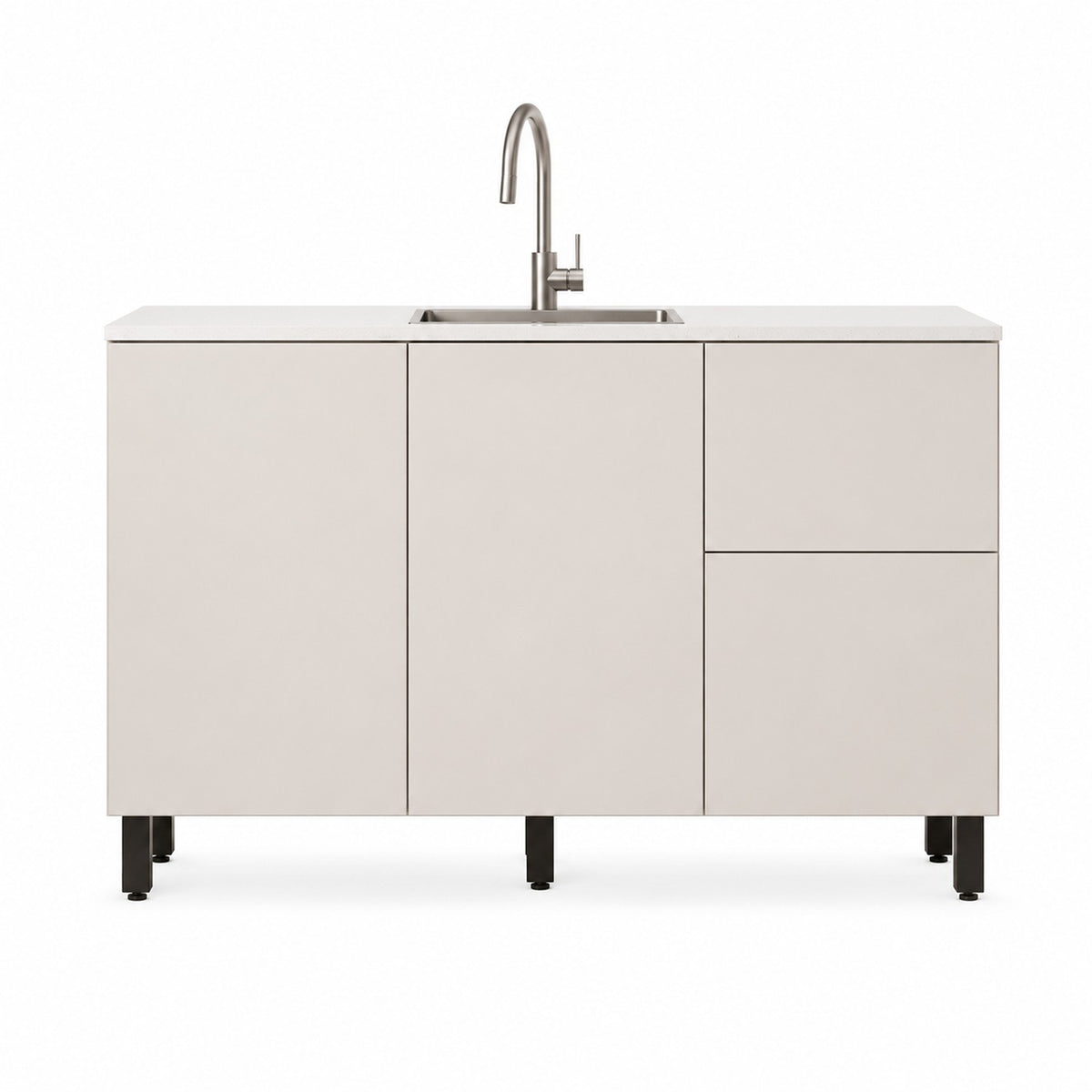 Cocina Dominica Natural y Blanco Apagado 120x145.5cm con Cinco Puertas sin Mesón y Sin Estufa