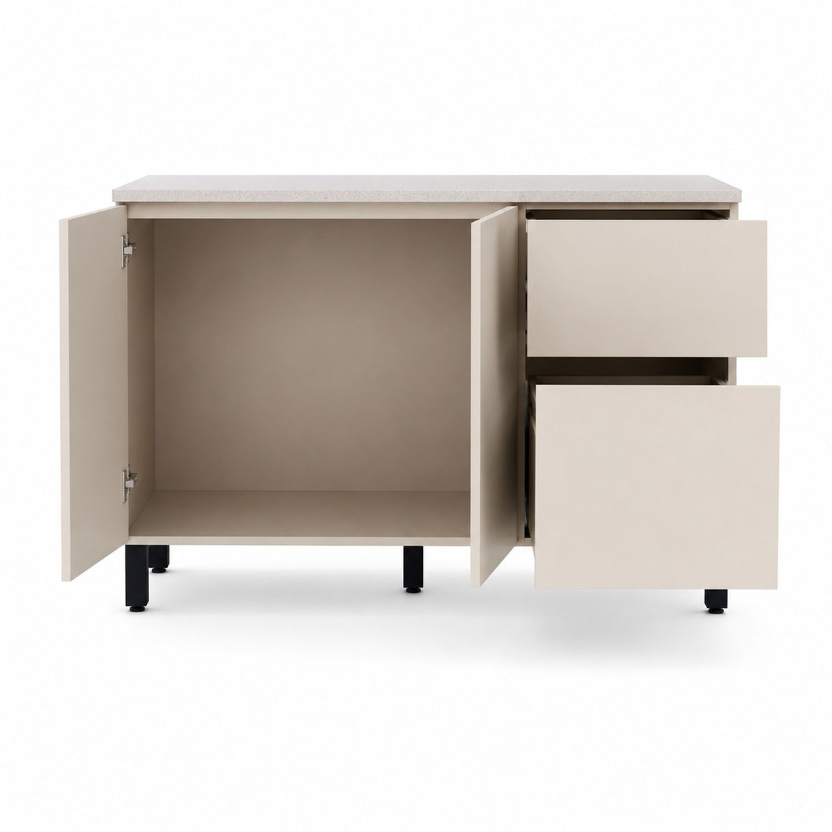 Cocina Dominica Natural y Blanco Apagado 120x145.5cm con Cinco Puertas sin Mesón y Sin Estufa
