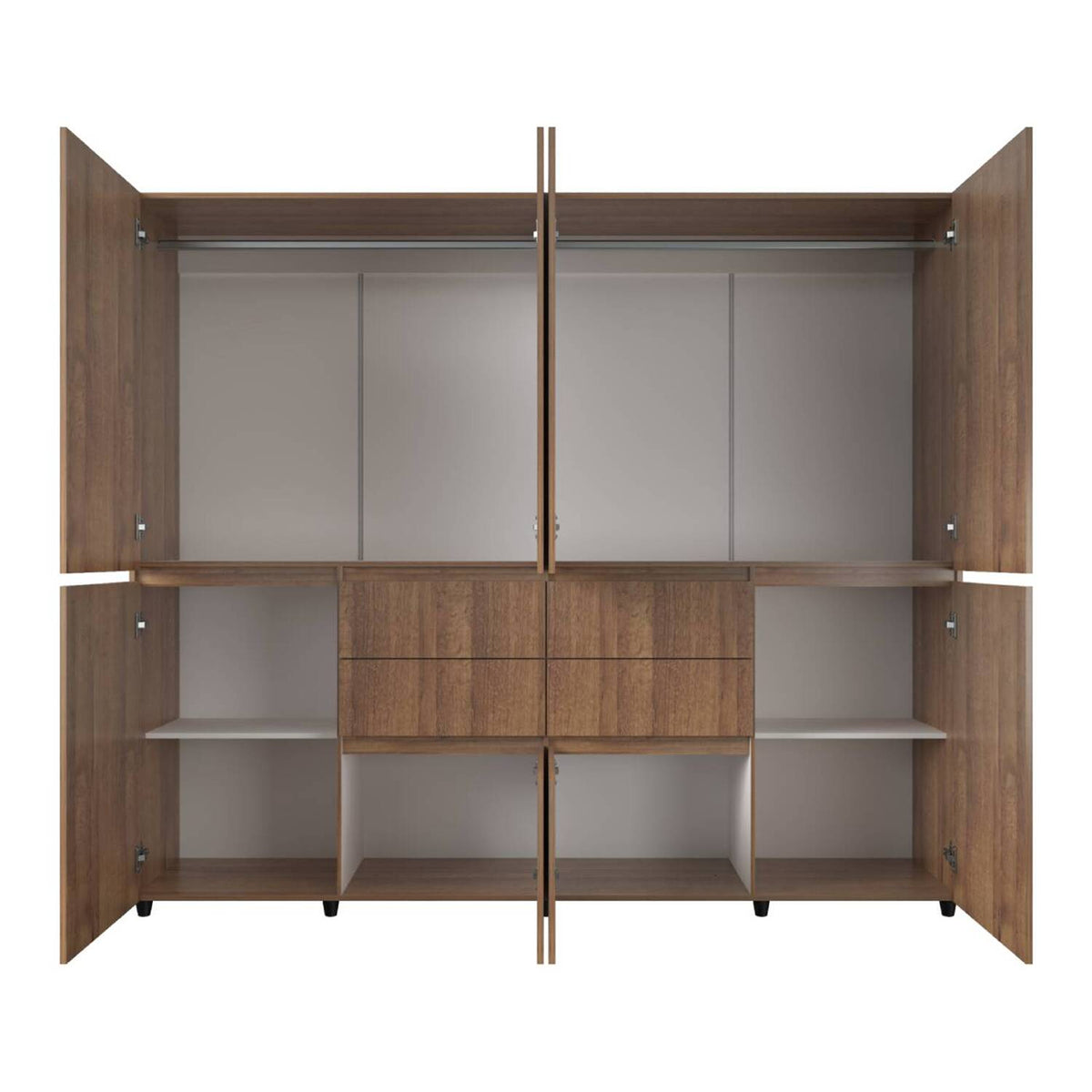 Armario amaretto 230x200 cm en MDF con 4 cajones y zapatero