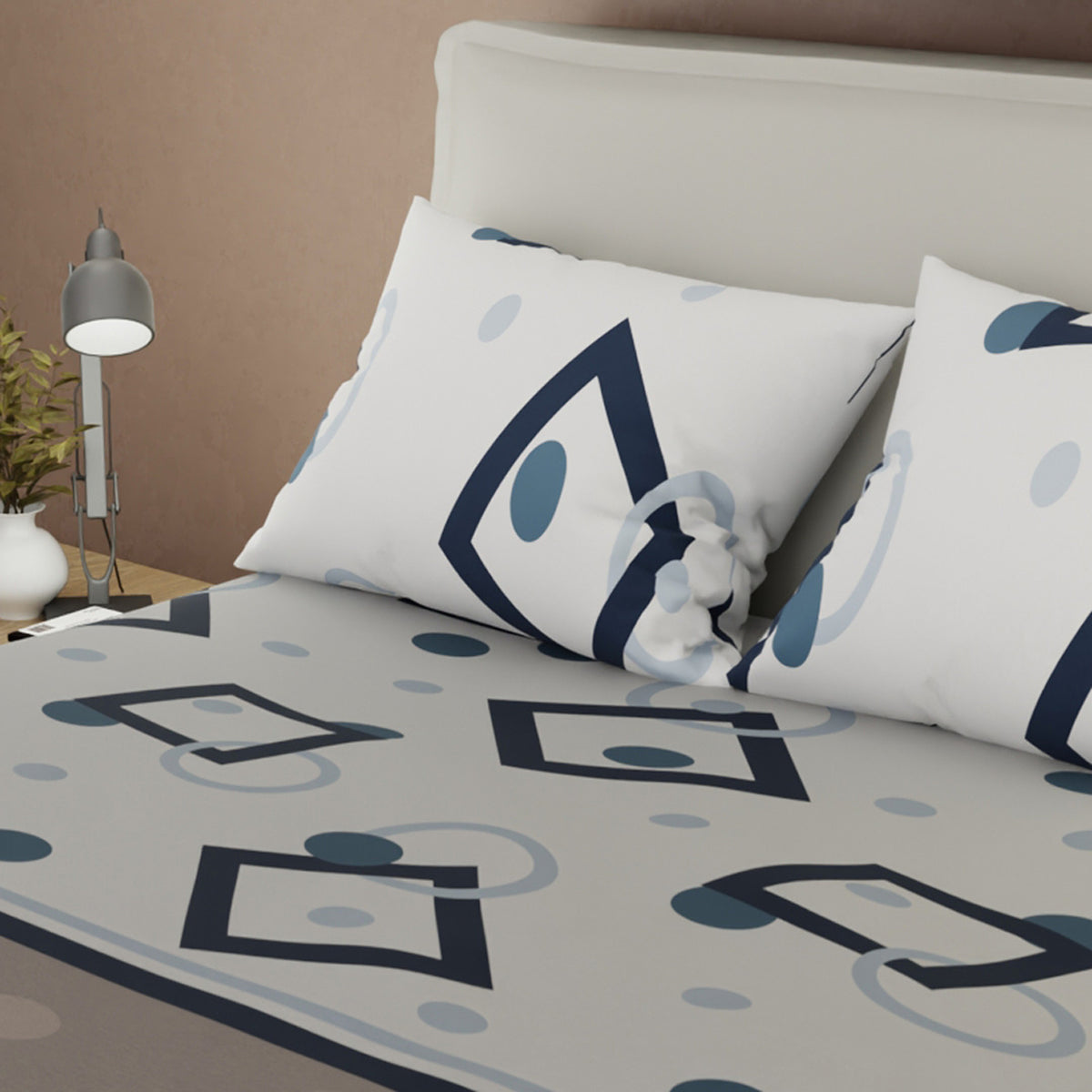 Juego de sábanas Diamonds para cama doble gris on cortina en microfibra 140x190 cm