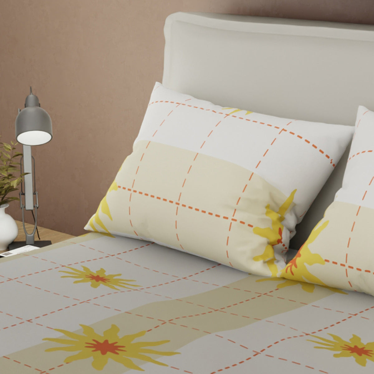 Juego de sábanas Dulce Jardín queen camel en microfibra 160x190 cm