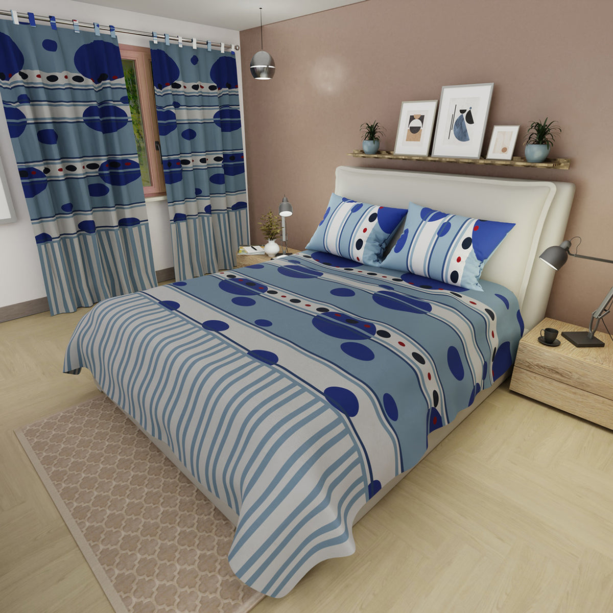 Juego de sábanas Burble Bliss king azul grisáceo microfibra 200x200 cm