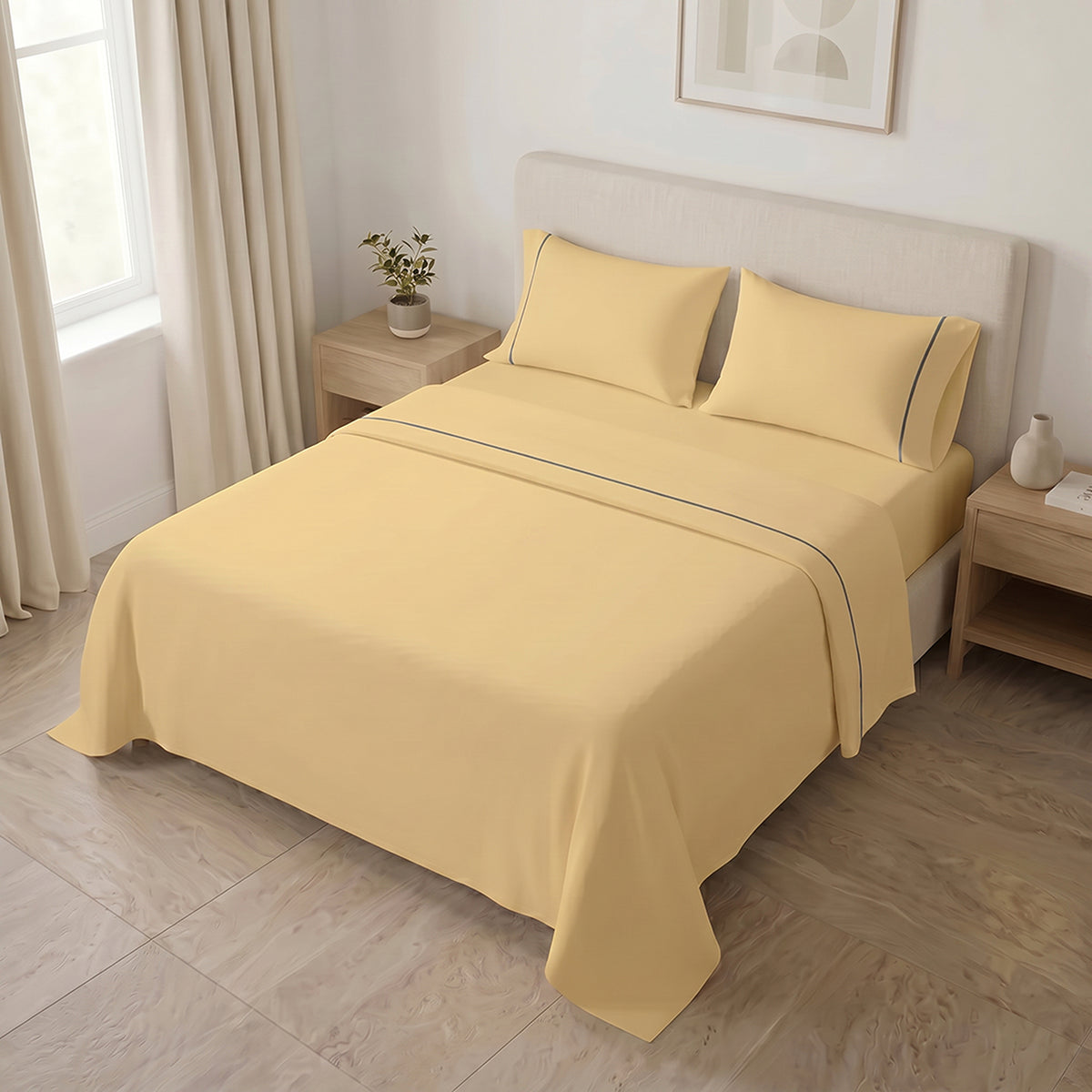 Sábana Básicos sencilla amarilla en microfibra suavizada 100x190 cm con elástico