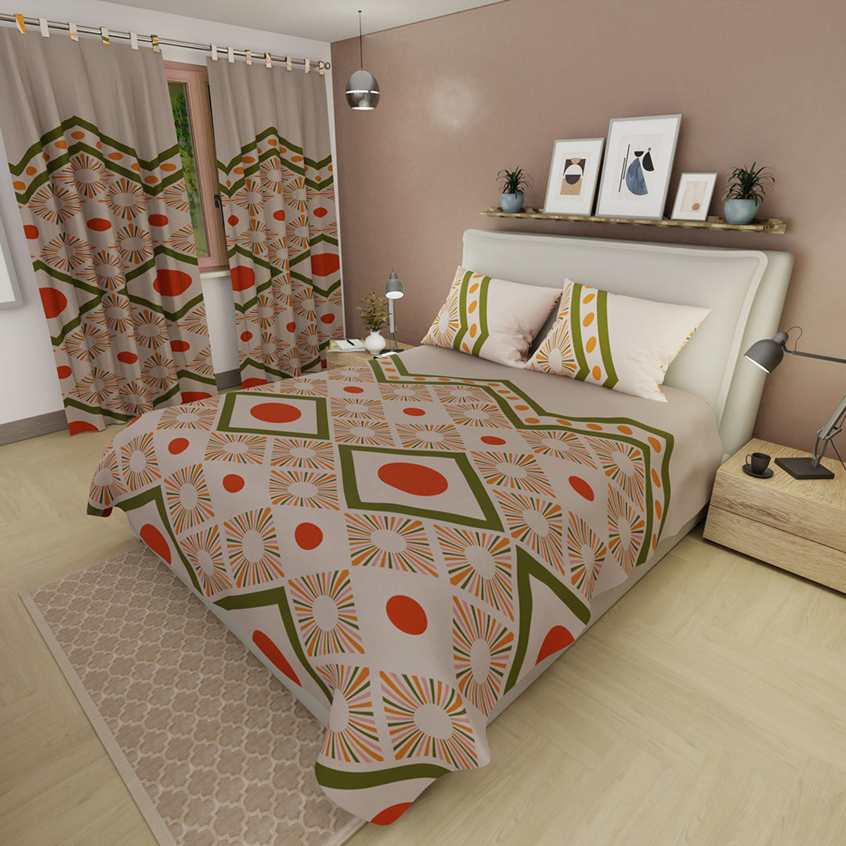 Juego de sábanas Boho Clay king en microfibra 200x200 cm de 4 piezas