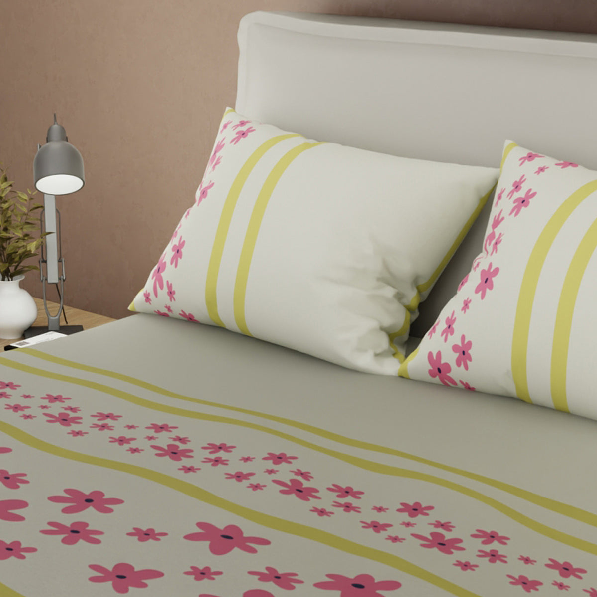 Juego de sábanas Citron Sunny queen beige claro en microfibra 160x190 cm