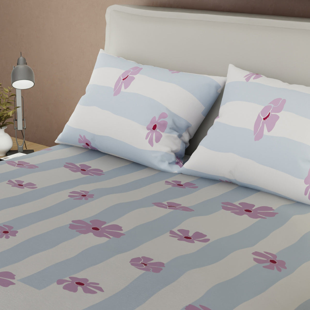 Juego de sábanas Oasis para cama doble gris en microfibra 140x190 cm
