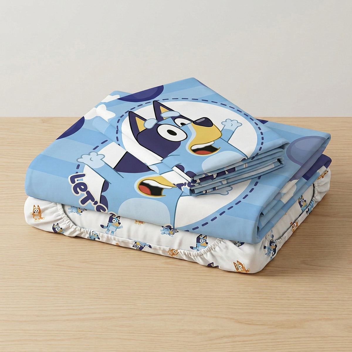 Juego de sábanas Bluey para cama doble azul en microfibra suavizada 140x190 cm