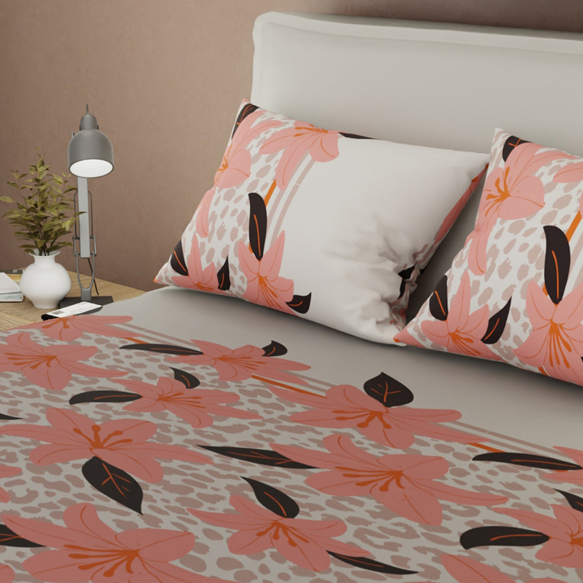 Sábana ajustable Savia Silvestre para cama doble estampada en microfibra 140x190 cm