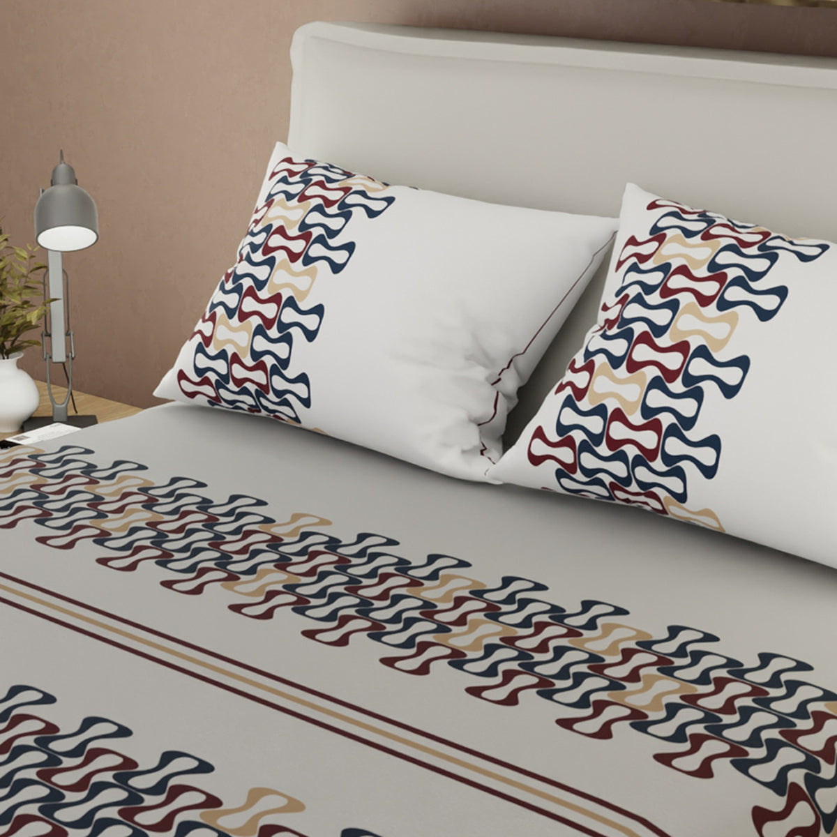 Sábana ajustable Red Retro para cama doble gris retro en microfibra 140x190 cm con fundas