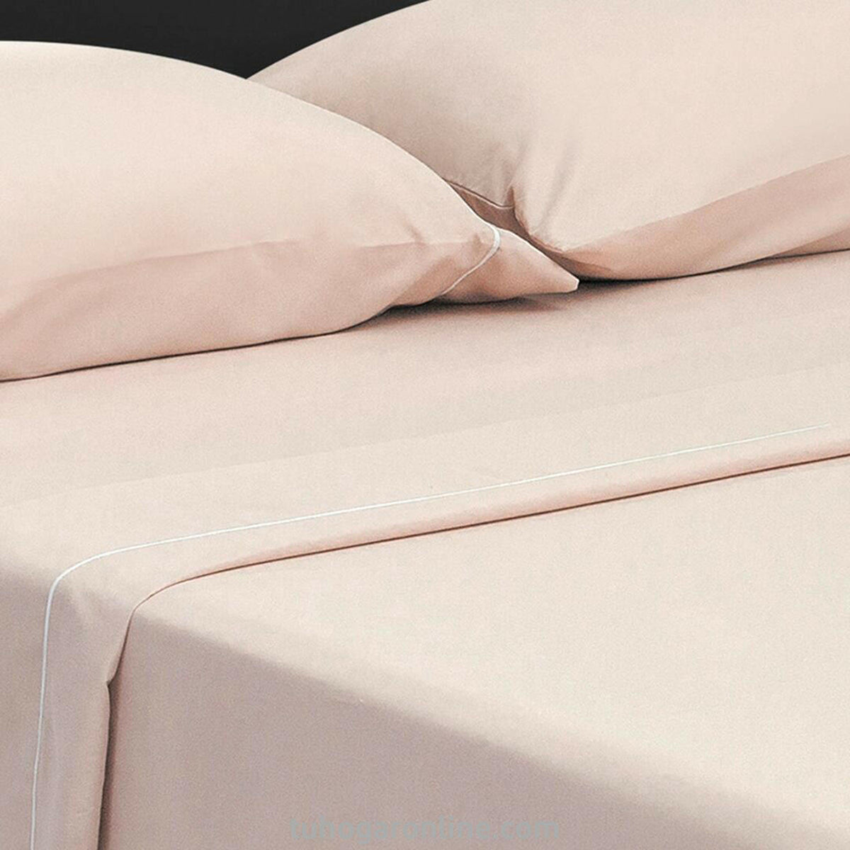 Sábana básica para cama doble crema en microfibra suavizada 140x190 cm con elástico