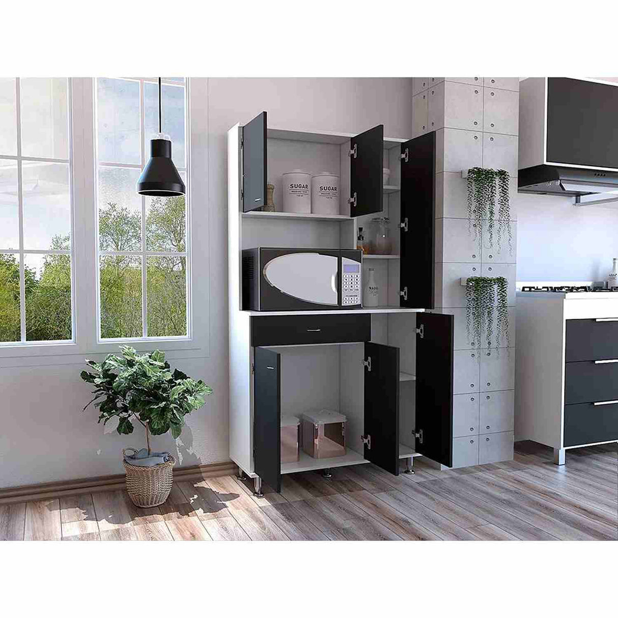 Alacena Della Blanco 90x169cm con Un Entrepaño y con Seis Puertas - Muebles Organizadores | Bylmo
