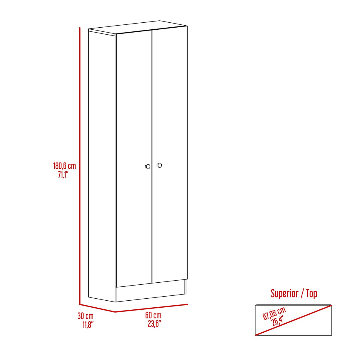 Alacena Flerbruk Ceniza 60 cm con Dos Puertas y Cuatro Entrepaños - Alacenas y Muebles Microondas | Bylmo