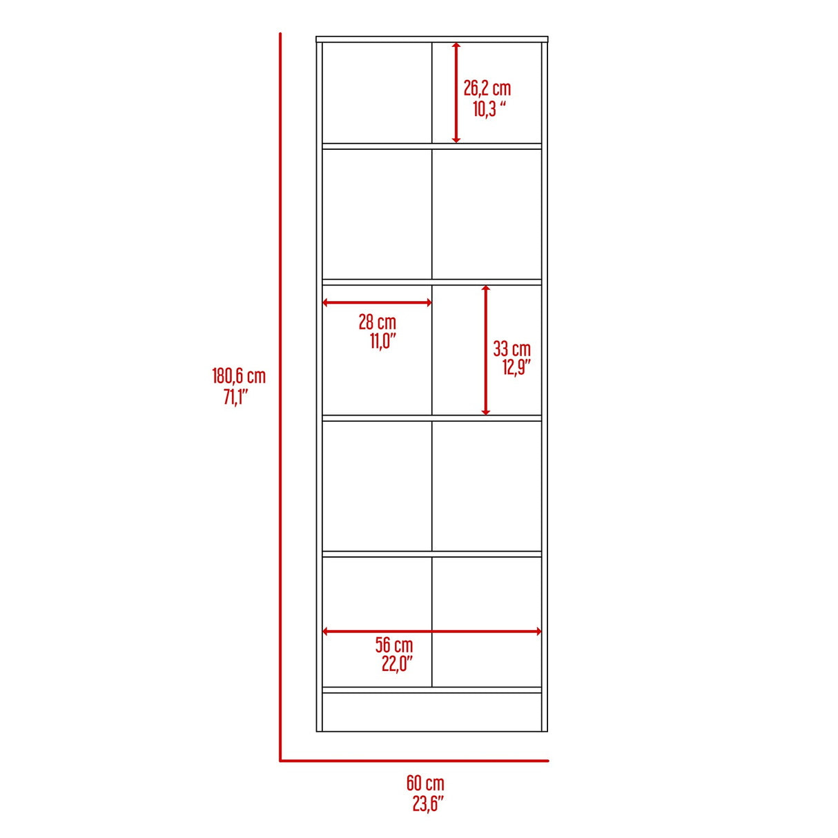 Alacena Flerbruk Niebla 60 cm con Dos Puertas y Cuatro Entrepaños - Alacenas y Muebles Microondas | Bylmo