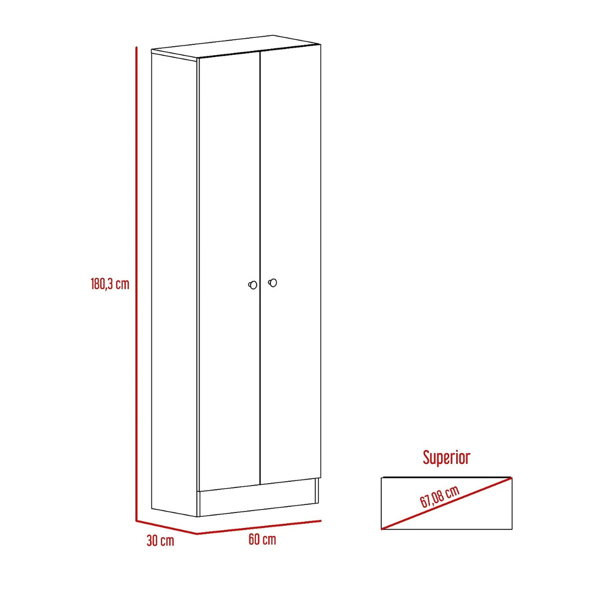 Alacena Multiusos Blanco 60 cm con Dos Puertas - Muebles Organizadores | Bylmo