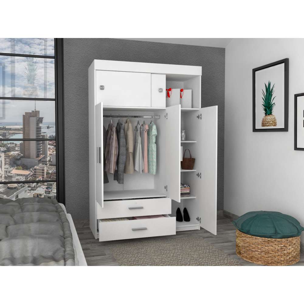 Closet Mobil Blanco 120x187.5cm con 3 Cajones con 3 Entrepaños