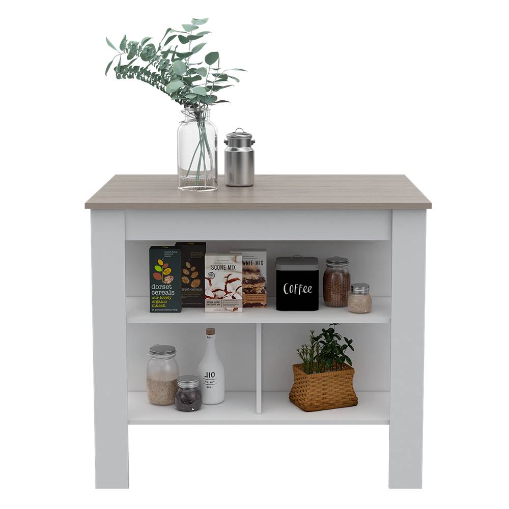 Mueble Auxiliar de Cocina Cala Plus Ceniza y Blanco 103x90cm con Dos Entrepaños y con Tres Comportamientos