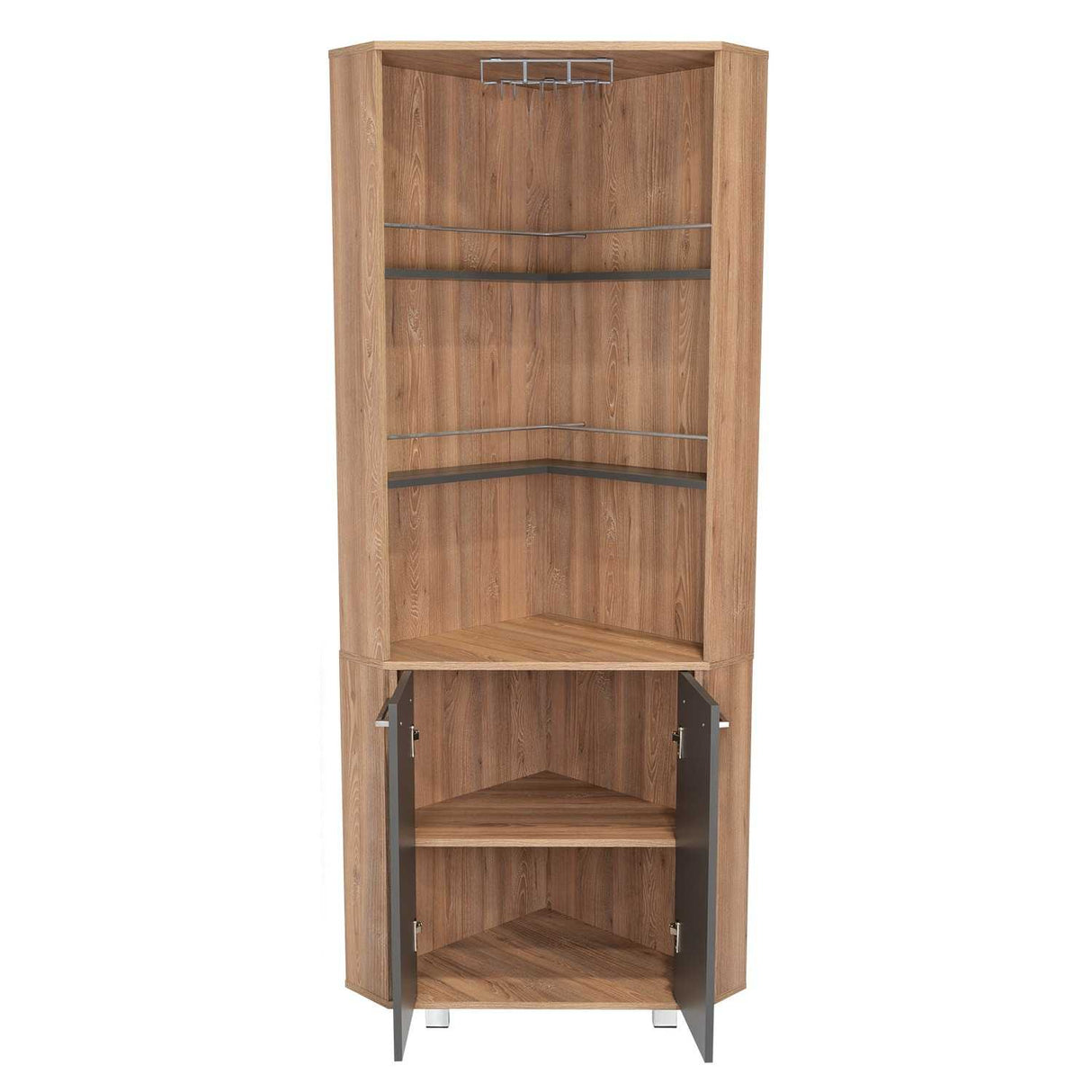 Bar Carmenere Miel y Plomo 56.7x186cm con Tres Compartimientos con Tres Portacopas y sin Portabotellas - Bares | Bylmo