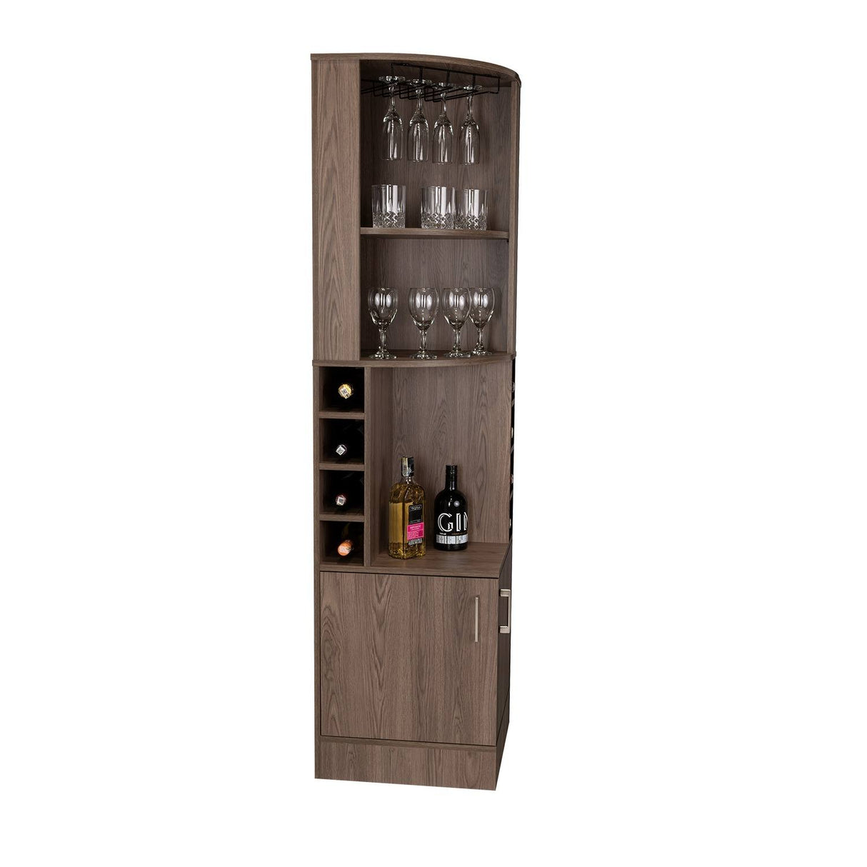 Bar Esquinero Esquinero Syrah Coñac 46.9x180.6cm con Un Cajón y con Ocho Portabotellas - Bares | Bylmo