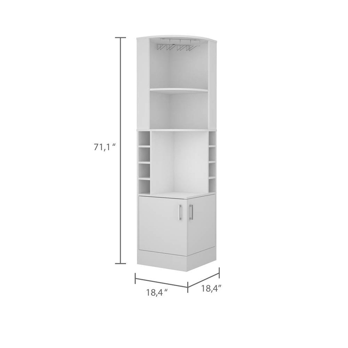 Bar Esquinero Esquinero Syrah Blanco 46.9x180.6cm con Un Cajón y con Ocho Portabotellas - Bares | Bylmo