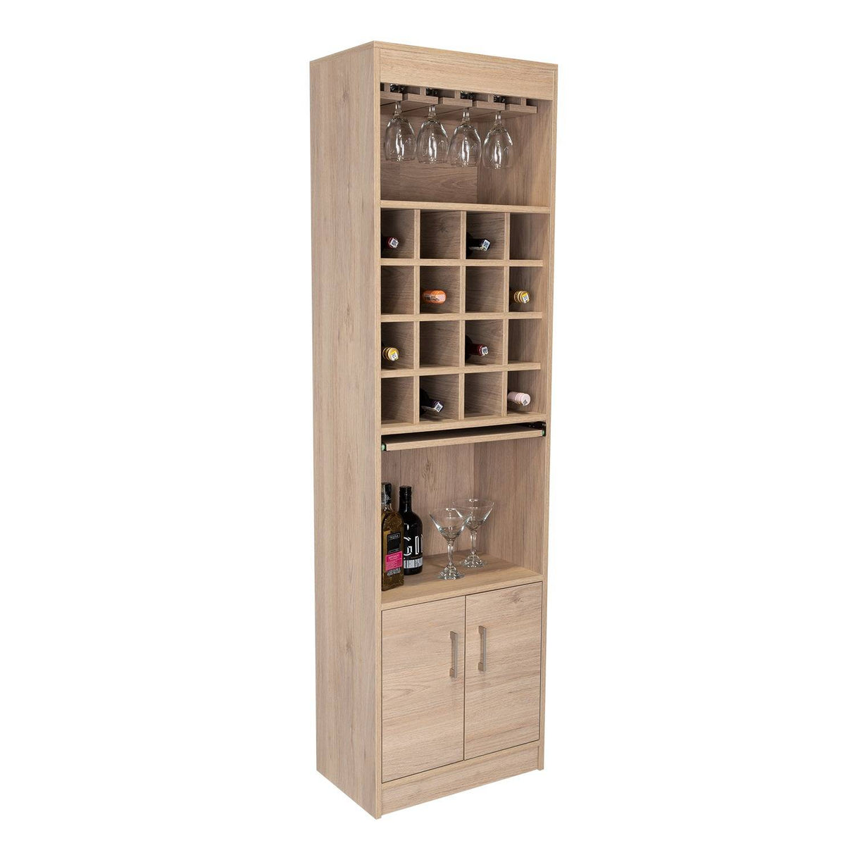 Bar Kava Rovere 51x180cm con Un Cajón y con Dieciséis Portabotellas - Bares | Bylmo