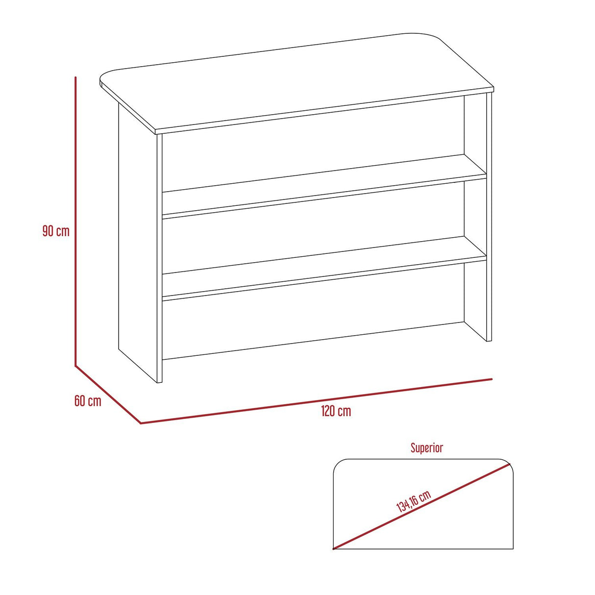 Barra de Cocina Blanco Blanco 120x90cm con Dos Entrepaños y con Dos Comportamientos - Muebles Organizadores | Bylmo