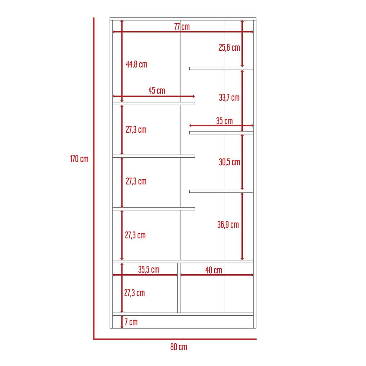Biblioteca Classic Vedra Wengue y Caramelo 80x170cm con Dos Compartimientos - Bibliotecas | Bylmo