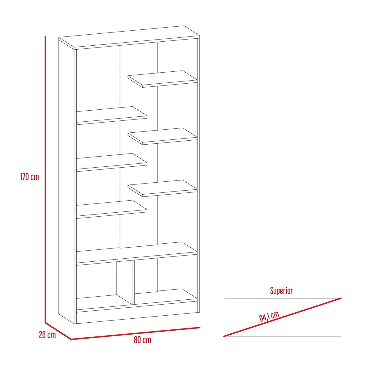 Biblioteca Classic Vedra Wengue y Caramelo 80x170cm con Dos Compartimientos - Bibliotecas | Bylmo