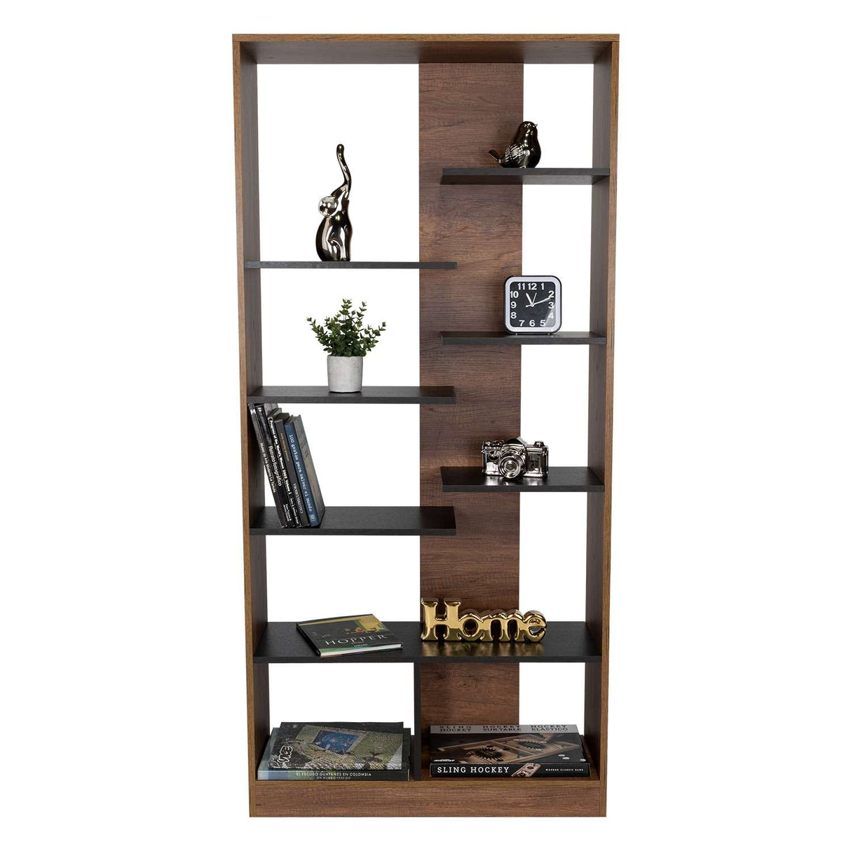 Biblioteca Classic Vedra Wengue y Caramelo 80x170cm con Dos Compartimientos - Bibliotecas | Bylmo