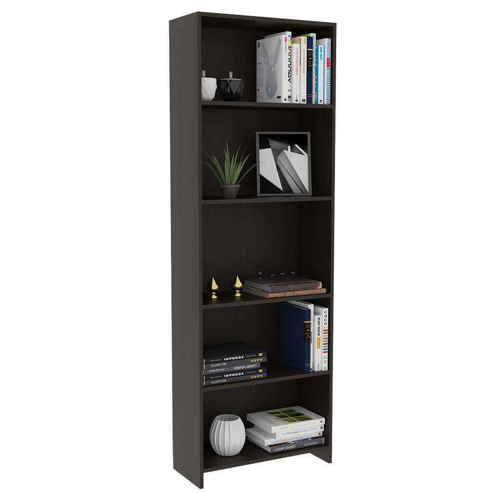 Biblioteca Lisa Wengue 62x180cm con Cinco Compartimientos