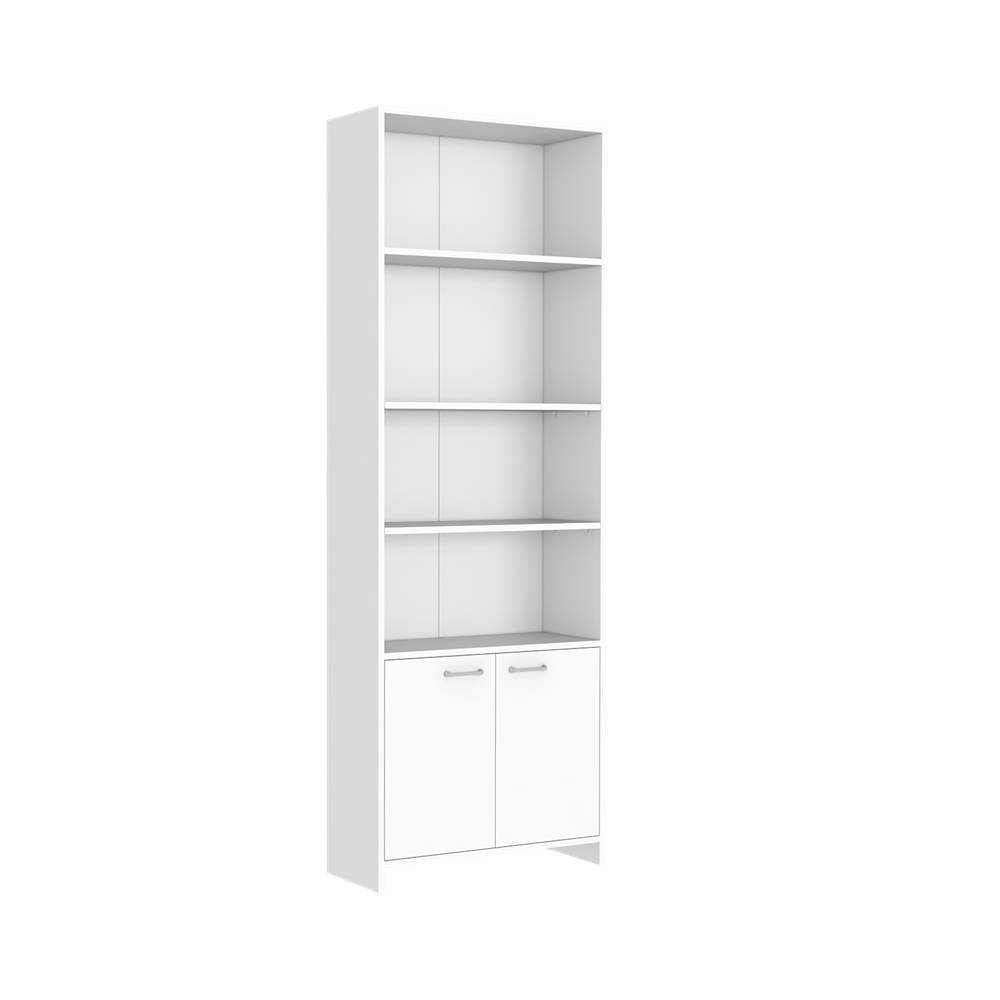 Biblioteca Lisa Blanco 63x180cm con Cuatro Compartimientos y con Un Cajón