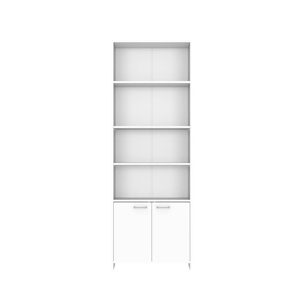 Biblioteca Lisa Blanco 63x180cm con Cuatro Compartimientos y con Un Cajón
