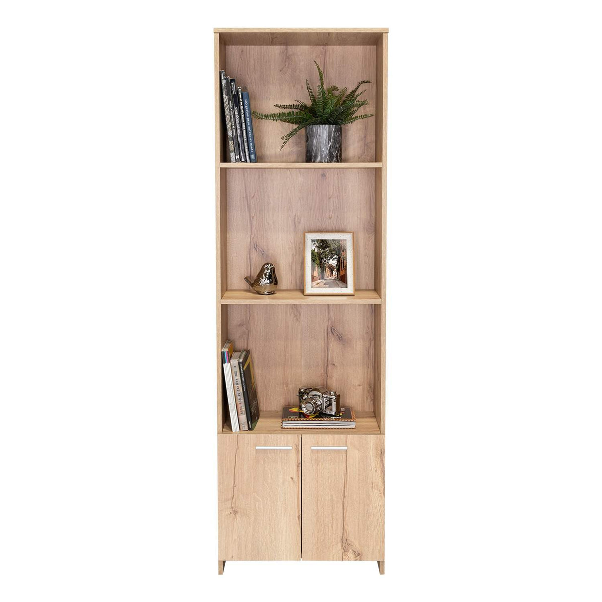 Biblioteca Lisa Easy Duna 55.1x181.5cm con Tres Compartimientos y con Un Cajón - Bibliotecas | Bylmo