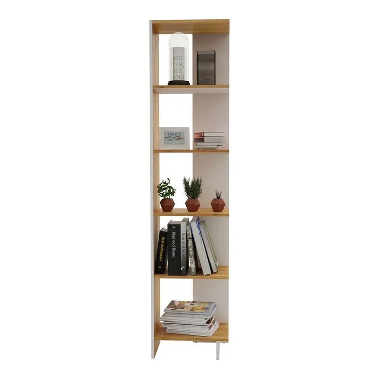 Biblioteca Ragnar Blanco 41.5x179.4cm con Cinco Compartimientos - Bibliotecas | Bylmo