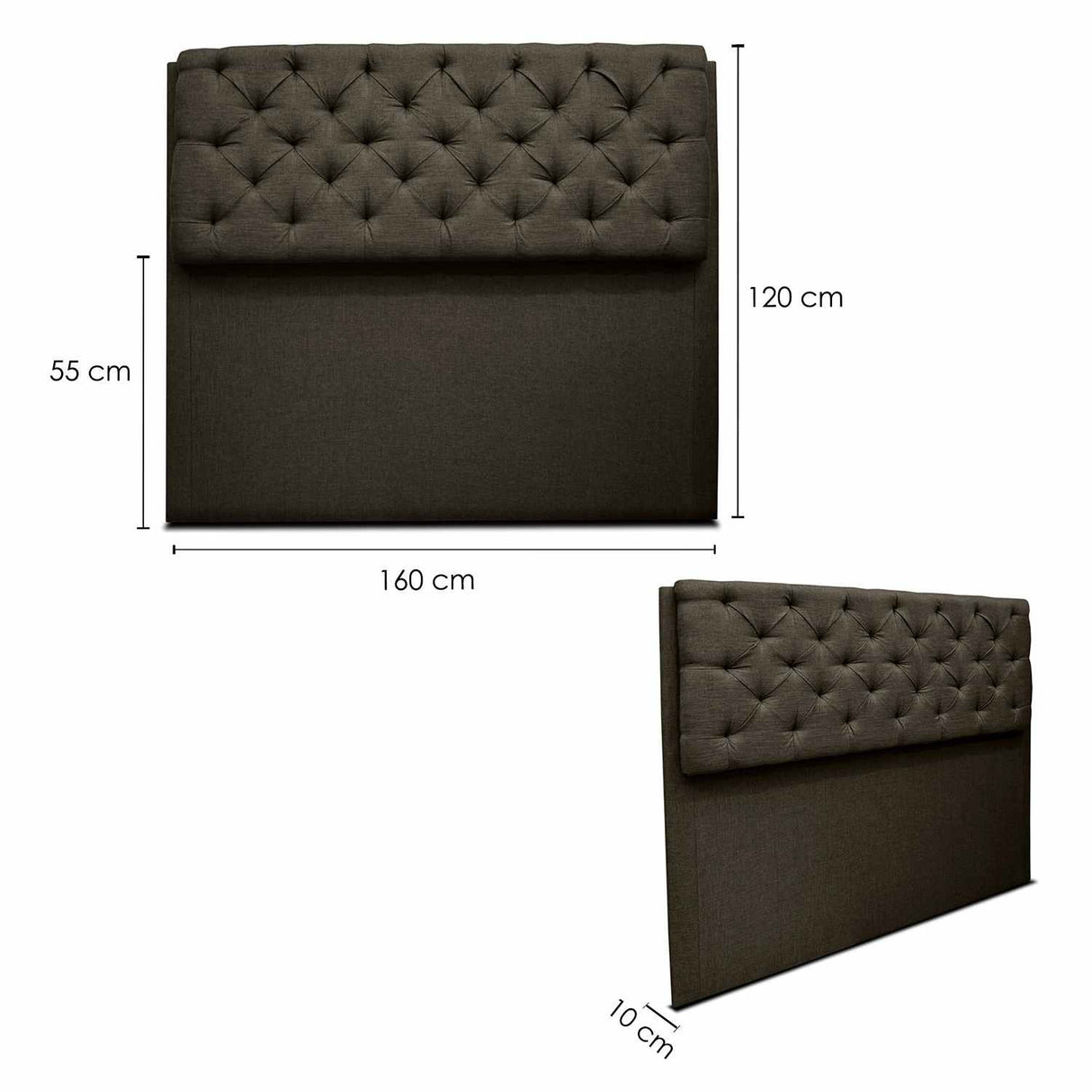 Cabecero Dreamer Queen 160 cm Café de Piso Tela Resistente